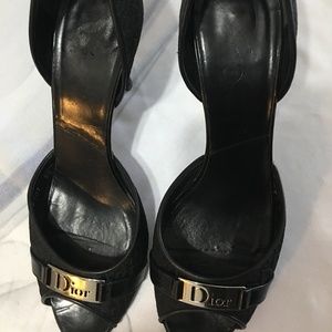 Christian Dior Canvas Logo Peep Toe heels size 39
